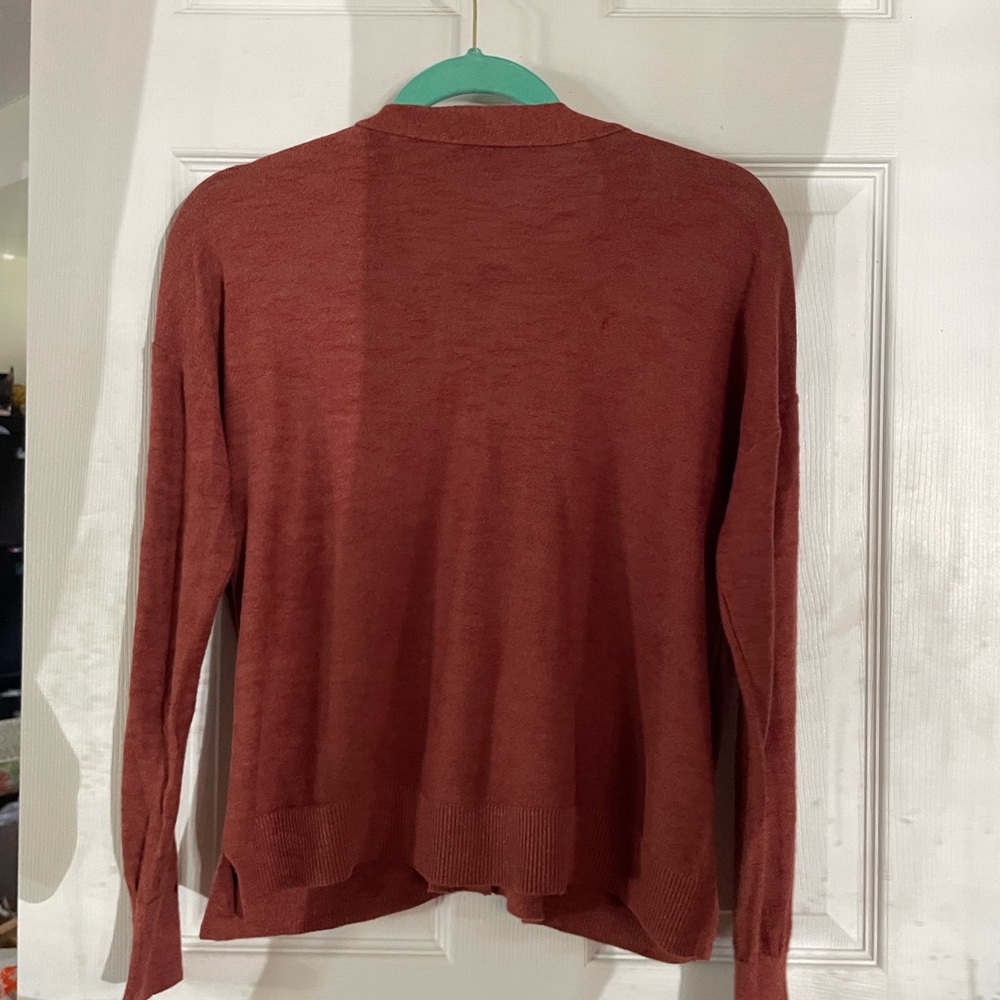 LOFT Womens Rust Button-Front Cardigan Sweater - Picture 4 of 4